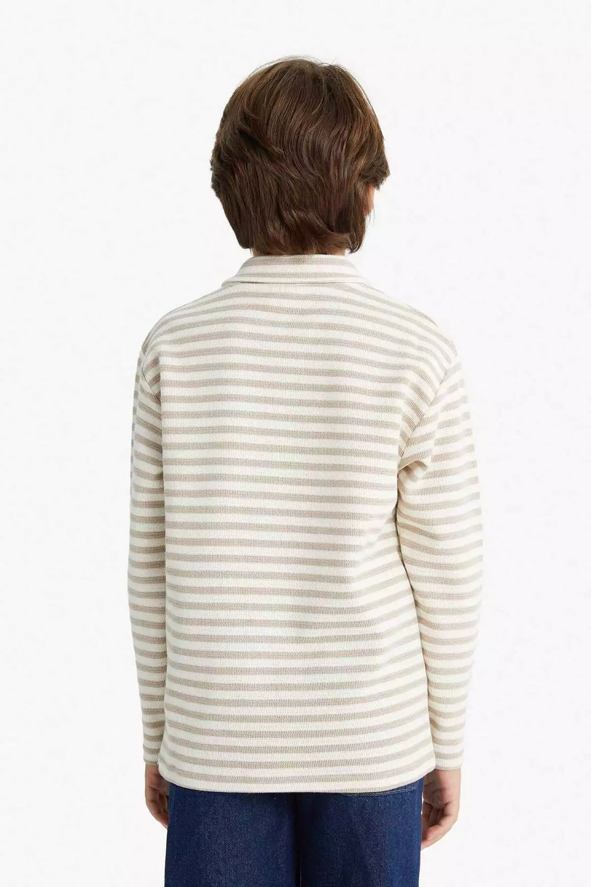 پولوشرت یقه دار راه راه آستین بلند پسرانه مدل G1812A825AU برند Defacto - 990917365