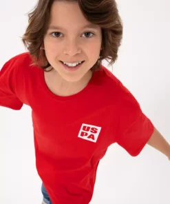 تیشرت ساده قرمز کودکانه پسرانه مدل 50295447-VR030 برند U.S. Polo Assn. - 888165763
