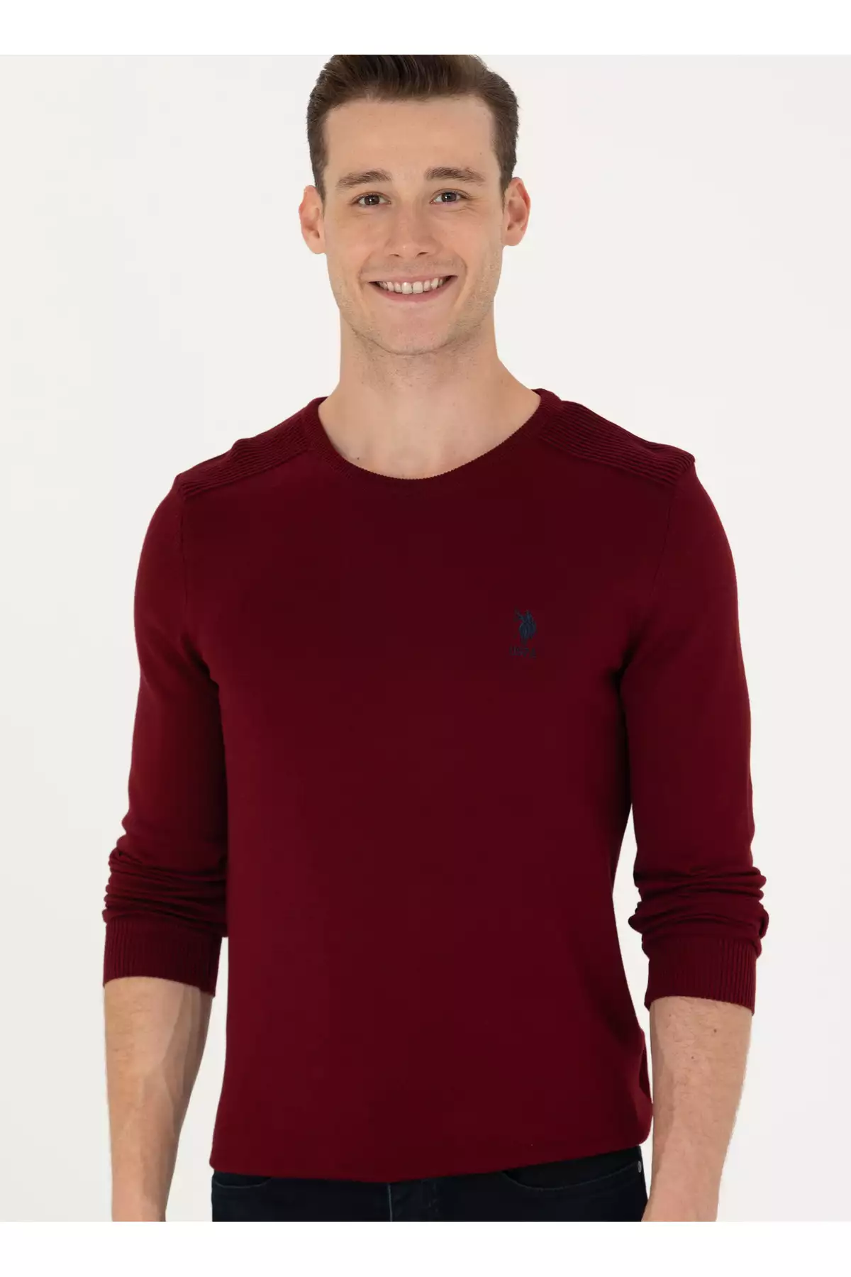 پولوی آمریکایی اسن. تیشرت یقه گرد فیت باریک مردانه رنگ قرمز تیره مدل TD01-BSK23 برند U.S. Polo Assn. - 756564762