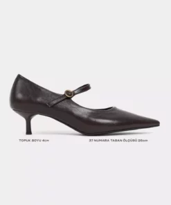 کفش زنانه با پاشنه نوک تیز و طرح روستیک کاهو راشل جادون برند NİŞANTAŞI SHOES - 1008817551