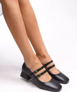 کفش زنانه با پاشنه کوتاه Iarwarin کد 00125197 رنگ مشکی چرم برند Riccon - 861708572