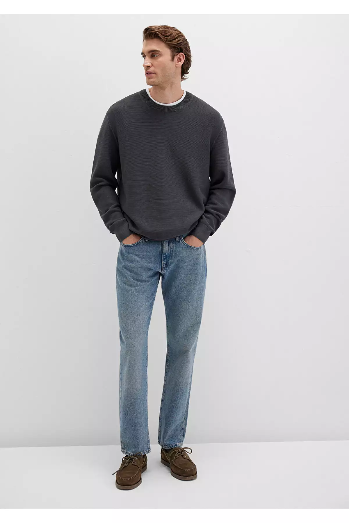 ژاکت یقه گرد آنتراسیت با طراحی معمولی / برش استاندارد 0710197-80106 برند Mavi - 994384430