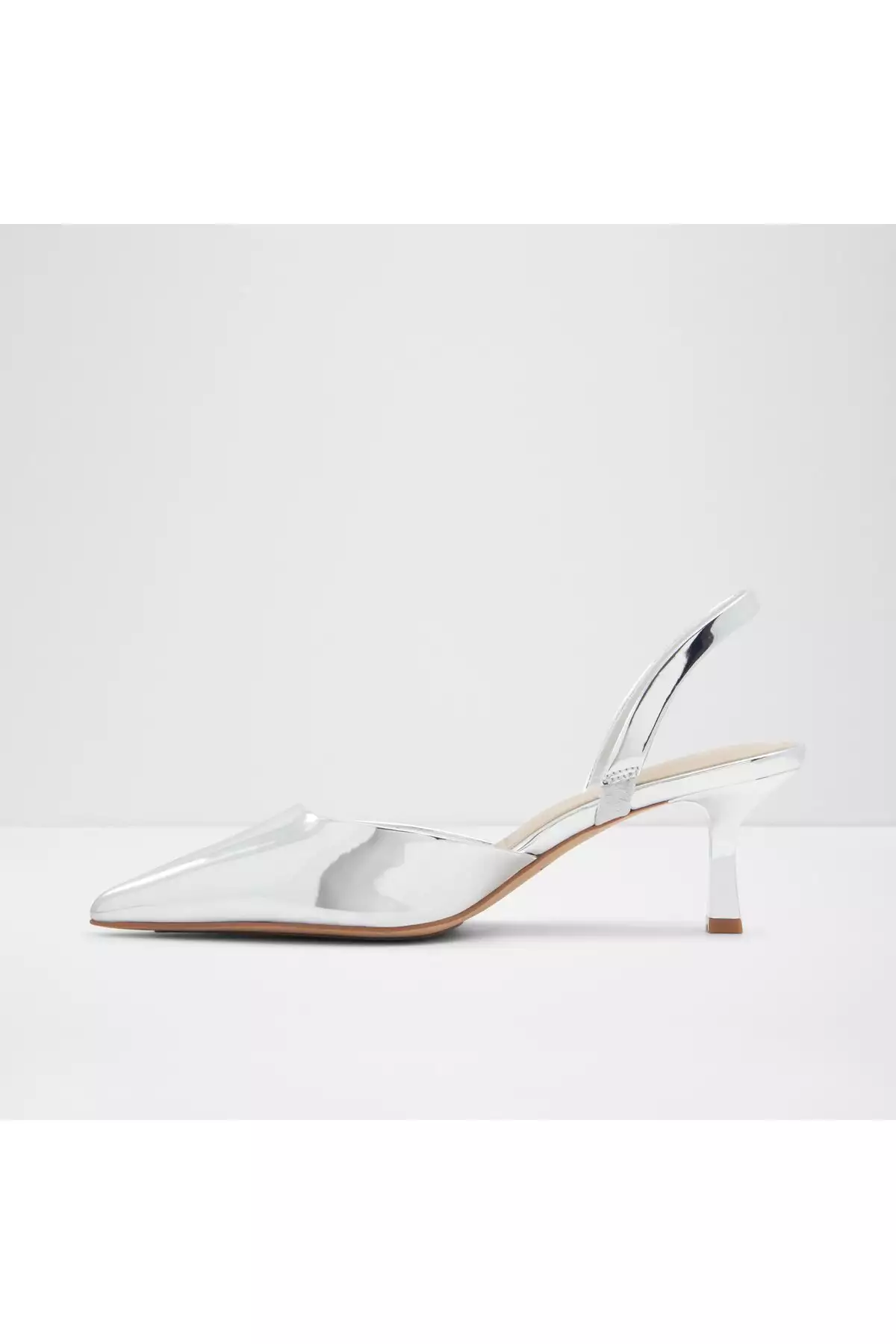 گاوآی دیسی - کفش مجلسی پاشنه نازک زنانه از چرم مصنوعی نقرهای برند Aldo - 922444247