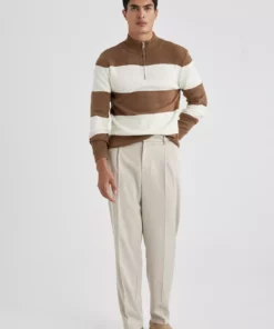 ژاکت کش باف استاندارد با برش نرمال و یقه ایستاده و زیپ دار A9518ax23wn برند Defacto - 765616132