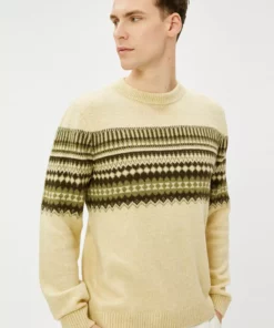 پولک یقه‌دار بافتنی مدل اتی‌نیک از ترکیب اکریلیک برند Koton - 751893221