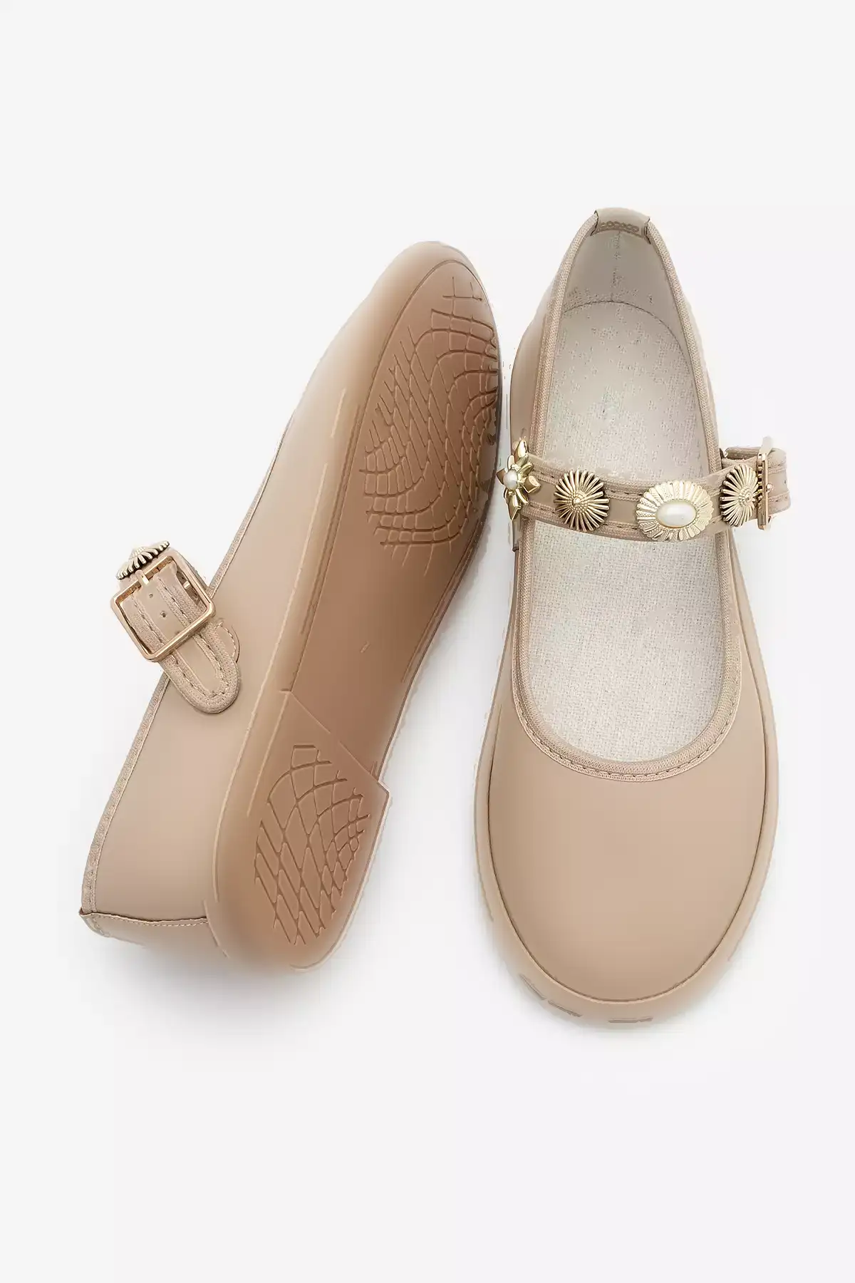 بابت سمورا بژ با جزئیات سنجاق طلایی بنددار زنانه برند Marjin - 900296835