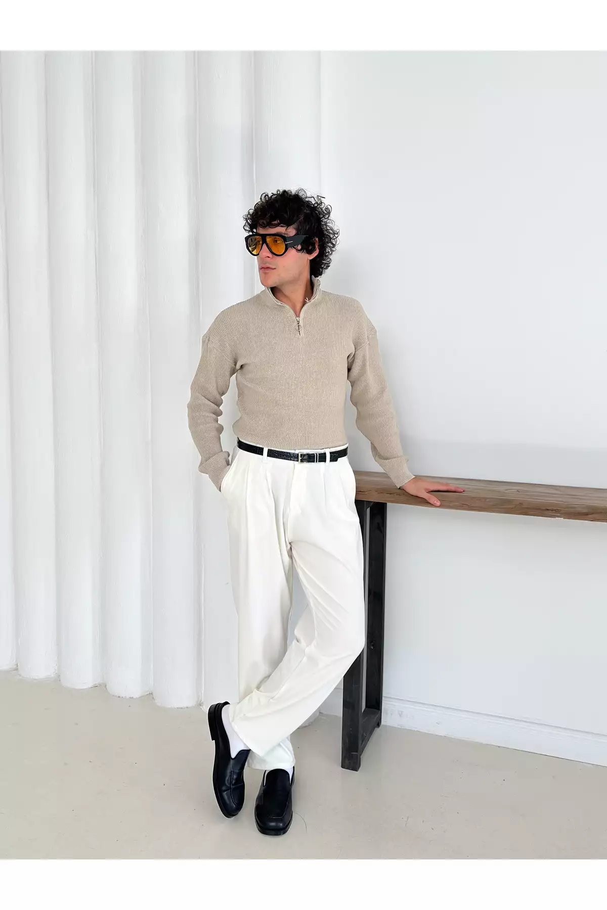 پولوشirt مردانه سه تکه با زیپ نیمه و بافت دندانهای برند Gameyal - 992305310