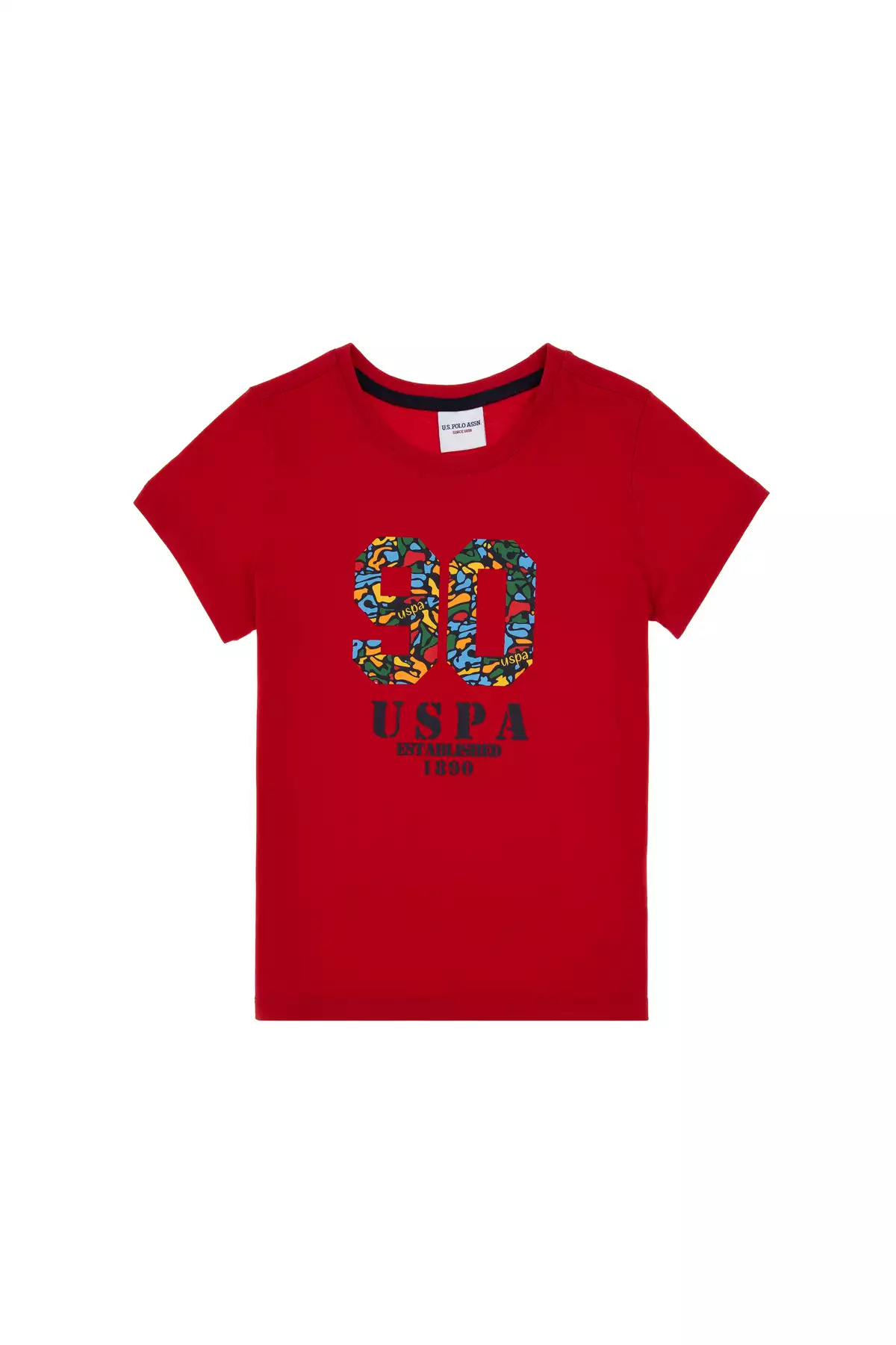 تیشرت یقه دوچرخهای قرمز بچهگانه برند U.S. Polo Assn. - 934140964