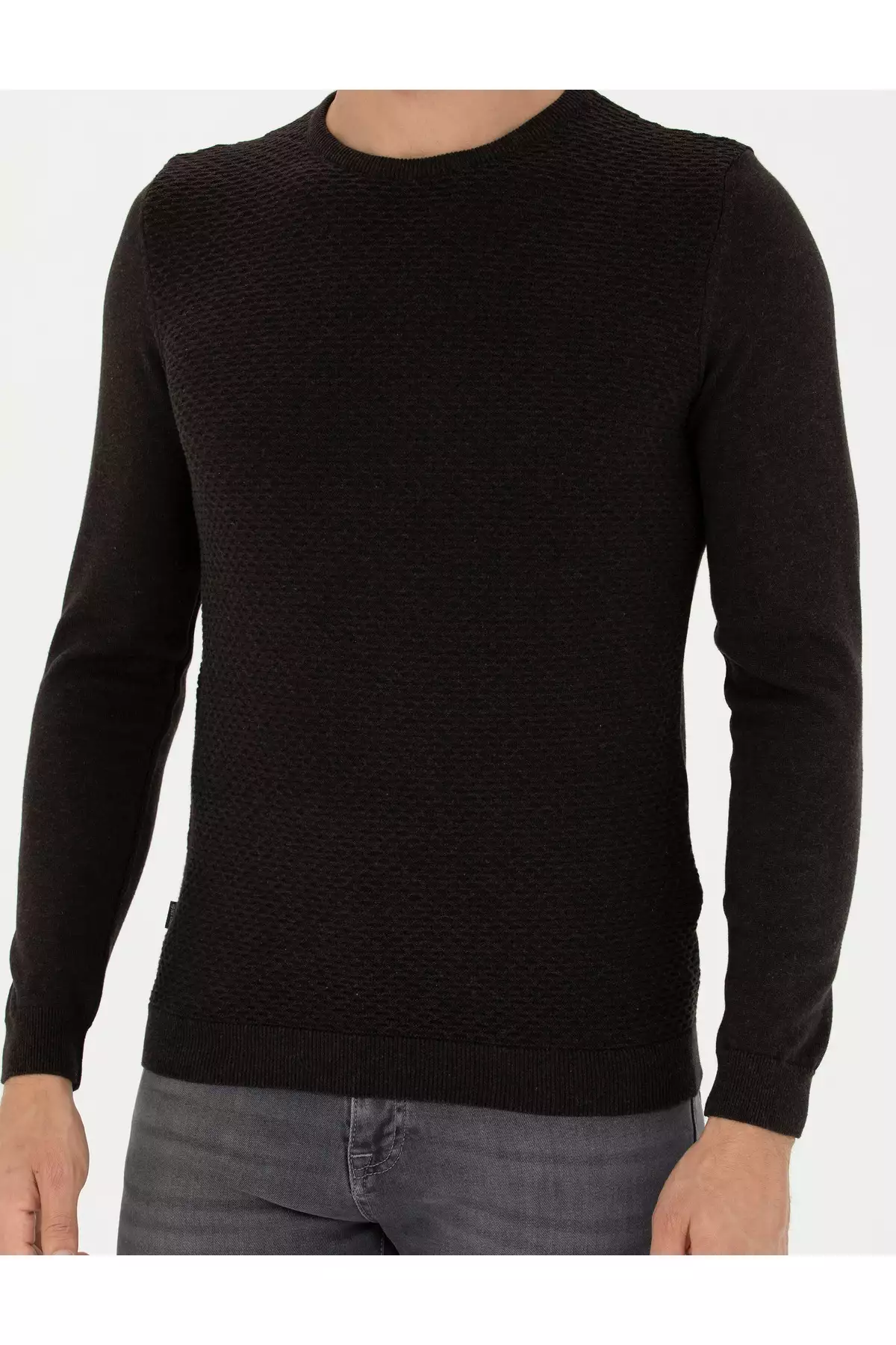 پولوشرت با یقه گرد و رنگ قهوهای مدل Slim Fit برند Pierre Cardin - 829102382