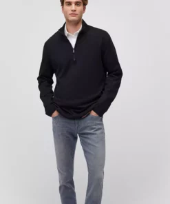 ژاکت مشکی یقه ایستاده با زیپ نیمه 0710256-900 مناسب با اندازه معمولی برند Mavi - 869800391