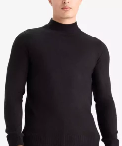 ژاکت بافتنی ساده و تنگ یقه نیمهاستخوانی مشکی مدل R1127AZ23WN برند Defacto - 754848495