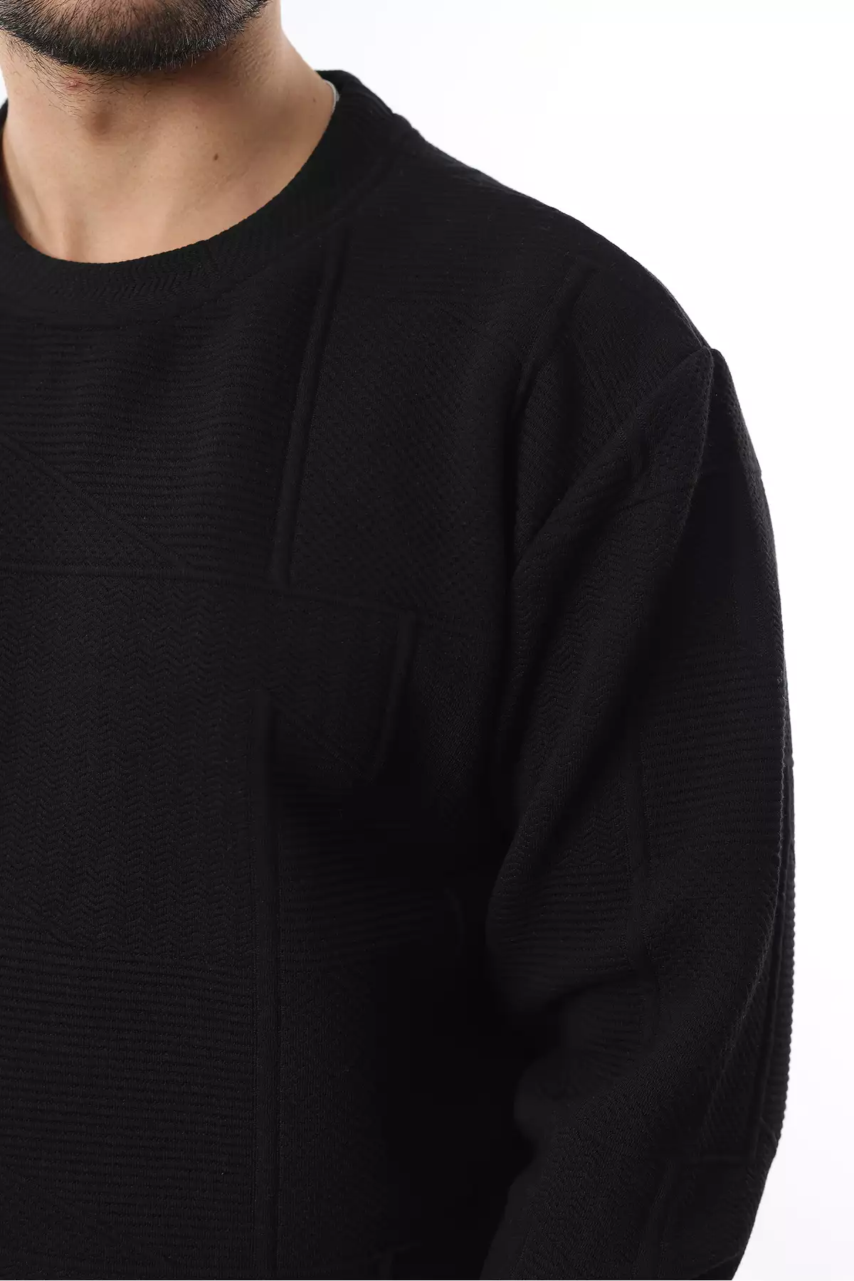 آستین بلند مردانه با یقه گرد و طرح هندسی کلاهدار برند Genie - 903752708