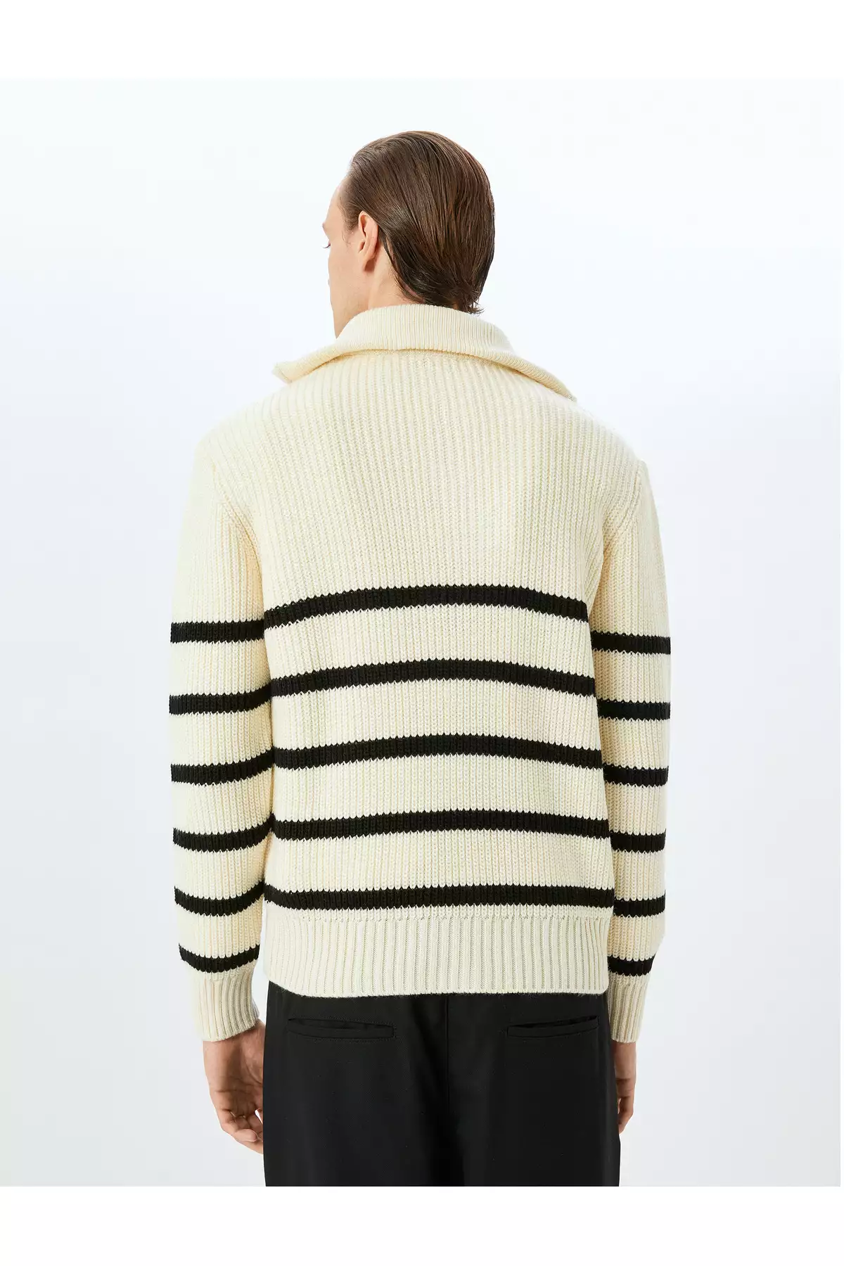 پلیور بافت خط دار با زیپ نیمه باز برند Koton - 872468224