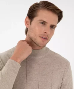 ژاکت بافتنی یقه ی نیمه ایستاده نازک فیت ملانژ کوم 50300460-VR123 برند Pierre Cardin - 867354786