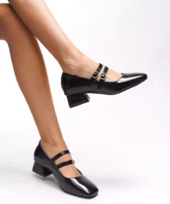 کفش پاشنه کوتاه زنانه ایروارین 00125197 مشکی لاکی برند Riccon - 861708575