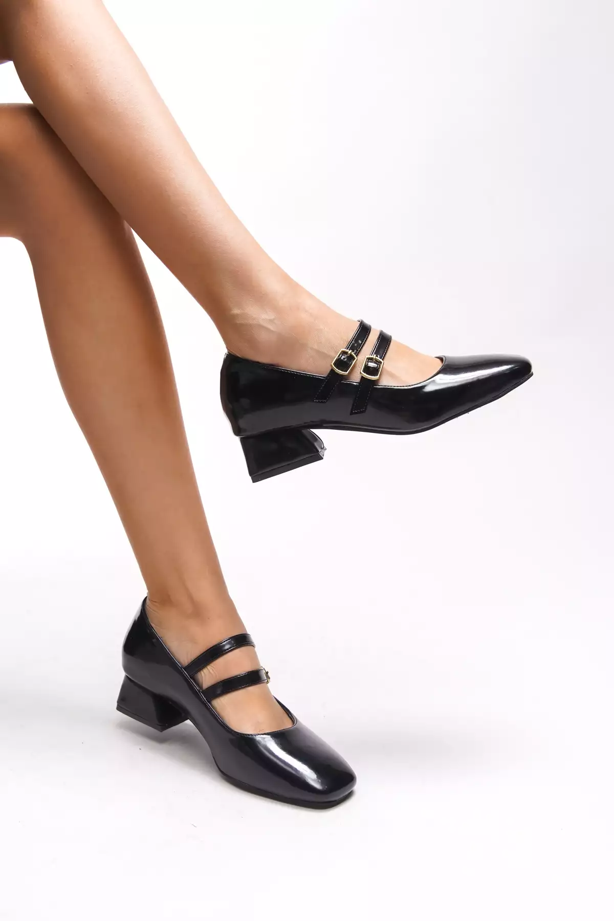 کفش پاشنه کوتاه زنانه ایروارین 00125197 مشکی لاکی برند Riccon - 861708575