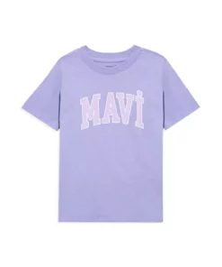 تیشرت بن(push) طرح نوشته دار بنفش رنگ / قصه عادی 7610109-70541 برند Mavi - 702046990