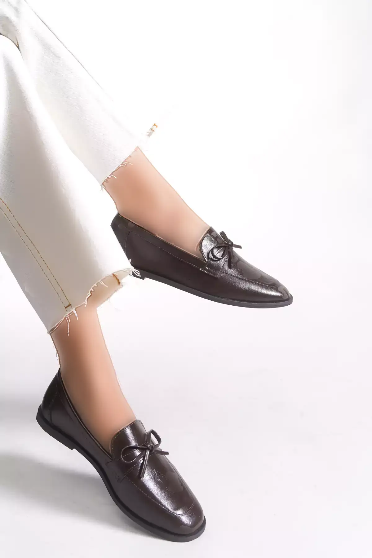 کفش زنانه 001295 - کفش باله چرم قهوهای برند Riccon - 983028541