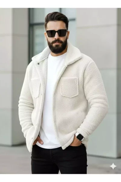 ژاکت و کاپشن پشمی زمستانی مردانه و زنانه سفید برند EKZMODA - 55080368