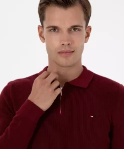 پلیور ساده با زیپ قرمز مردانه فیت معمولی 50313685-VR014 برند U.S. Polo Assn. - 984147068