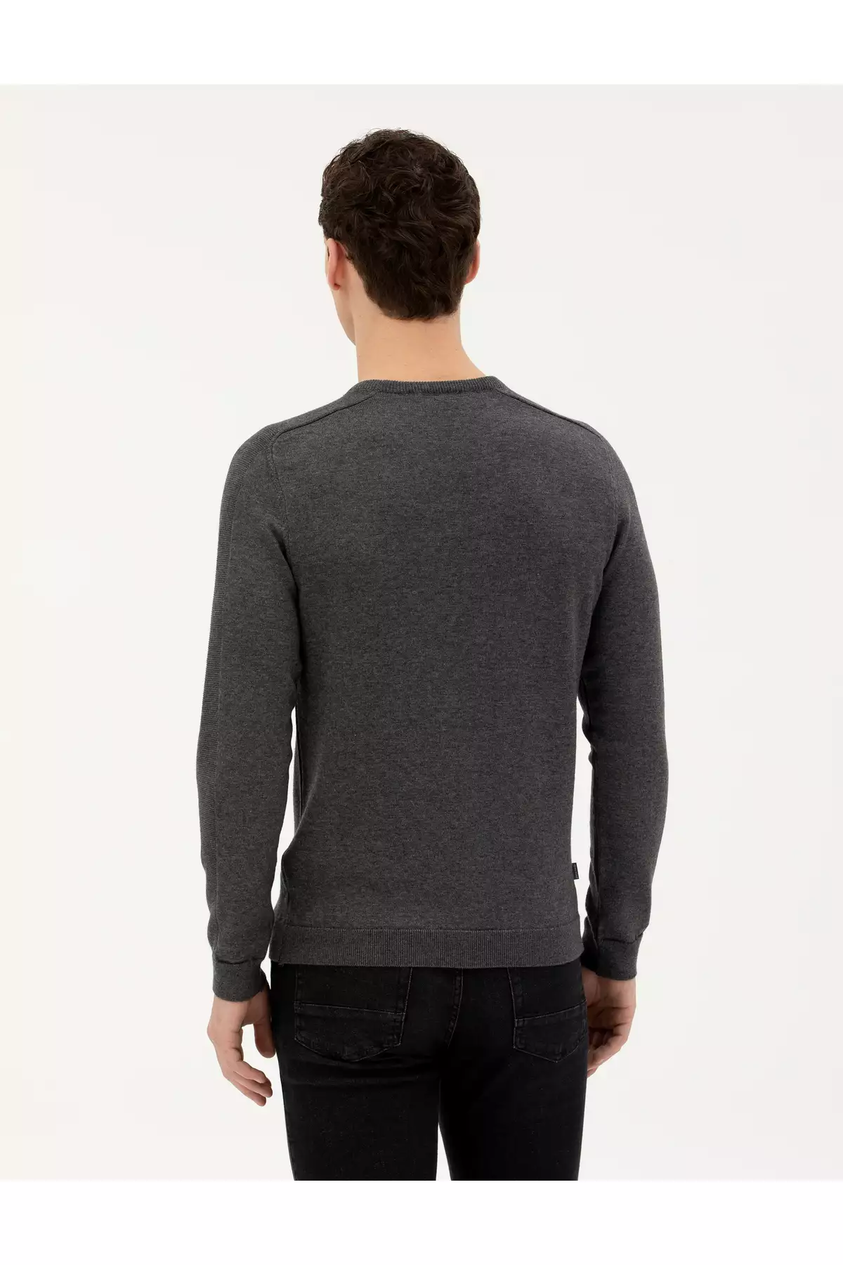 کالج خاکستری تنگ فیت یقه گرد بافتنی 50281779-VR080 برند Pierre Cardin - 829105140