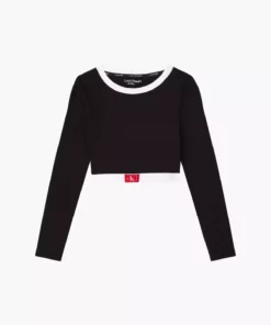 تیشرت مشکی زنانه برش‌دار برند Calvin Klein - 976010346