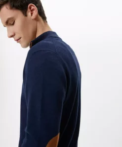 کامی خمی نیمه زیپ، فیت باریک، آستین بلند با جزئیات آرنجی برند Koton - 829239498