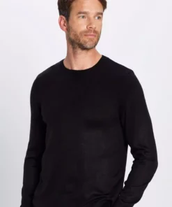 کت ترکوشی آقایان با برش باریک و نرم، بافت غیرپرزدار و یقه گرد مشکی برند Tudors - 767454535