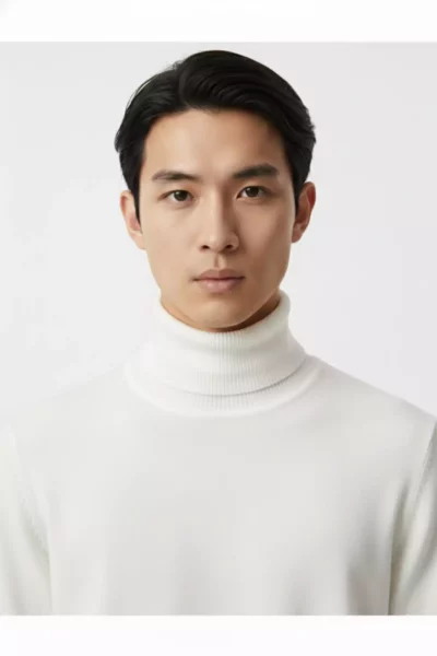 پولک آبی مردانه با یقه گرد و بافت دار برند A&O Style - 785217066