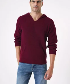 کاپشن پشمی مردانه با کلاه و جیب طراحی استاندارد رنگ بورگوندی ۲۵W2002 برند CHUBA - 864726227