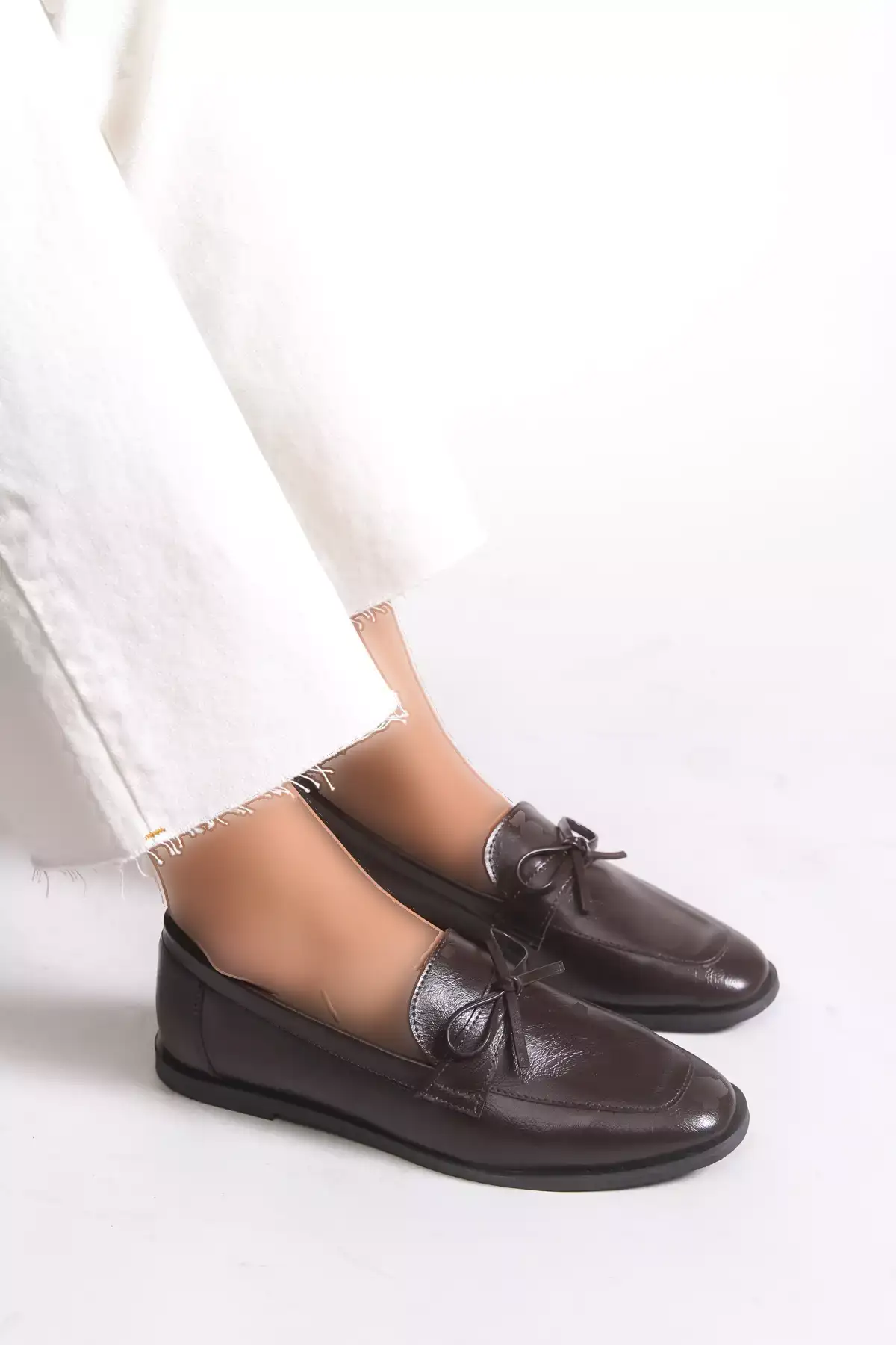 کفش زنانه 001295 - کفش باله چرم قهوهای برند Riccon - 983028541