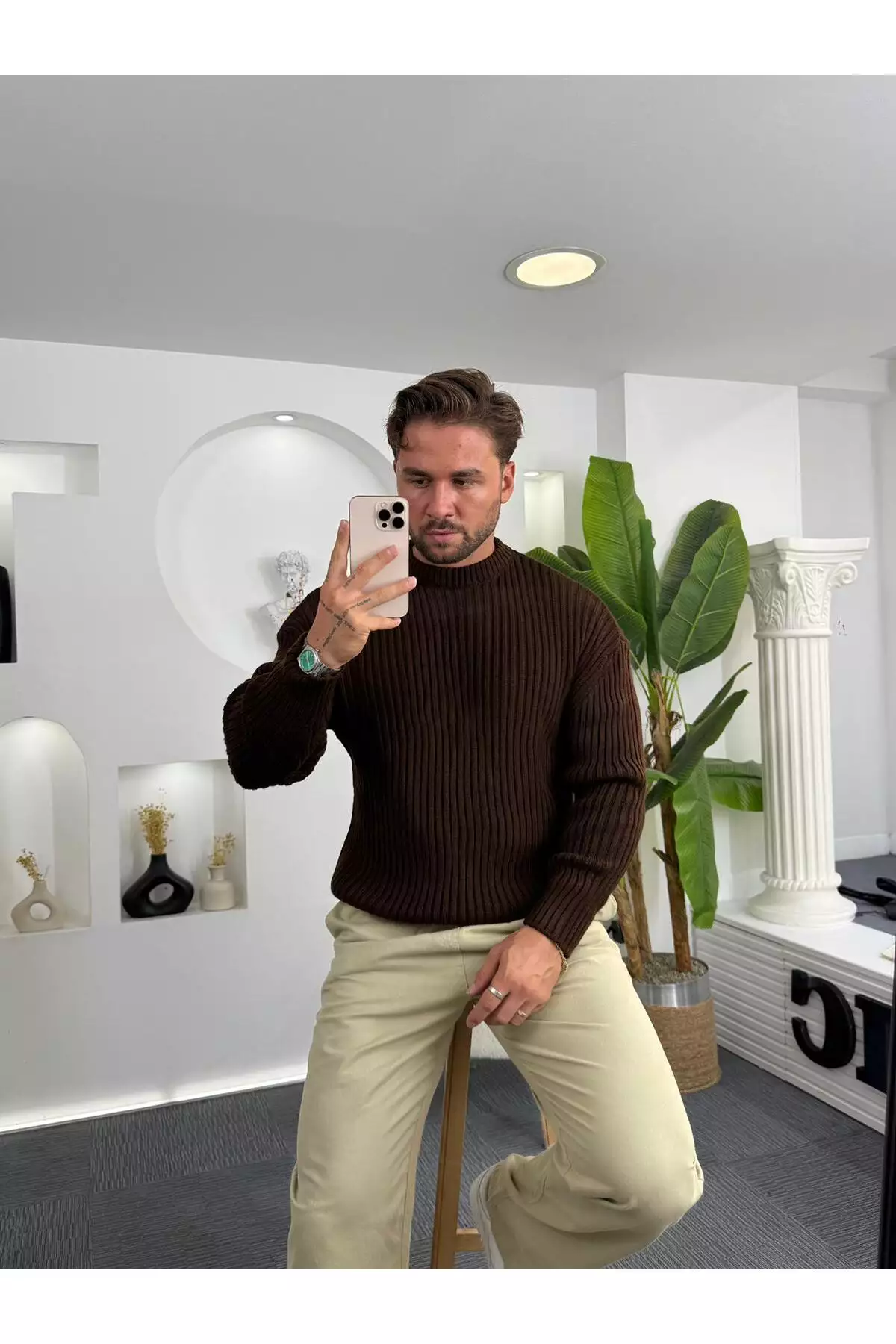 کت کش با یقه گرد آقای بزرگ سایز برند UTTBASİC - 989542666