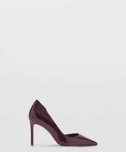 کفش پاشنه‌دار غیرمتقارن از چرم لاک‌دار برند MANGO - 977564896