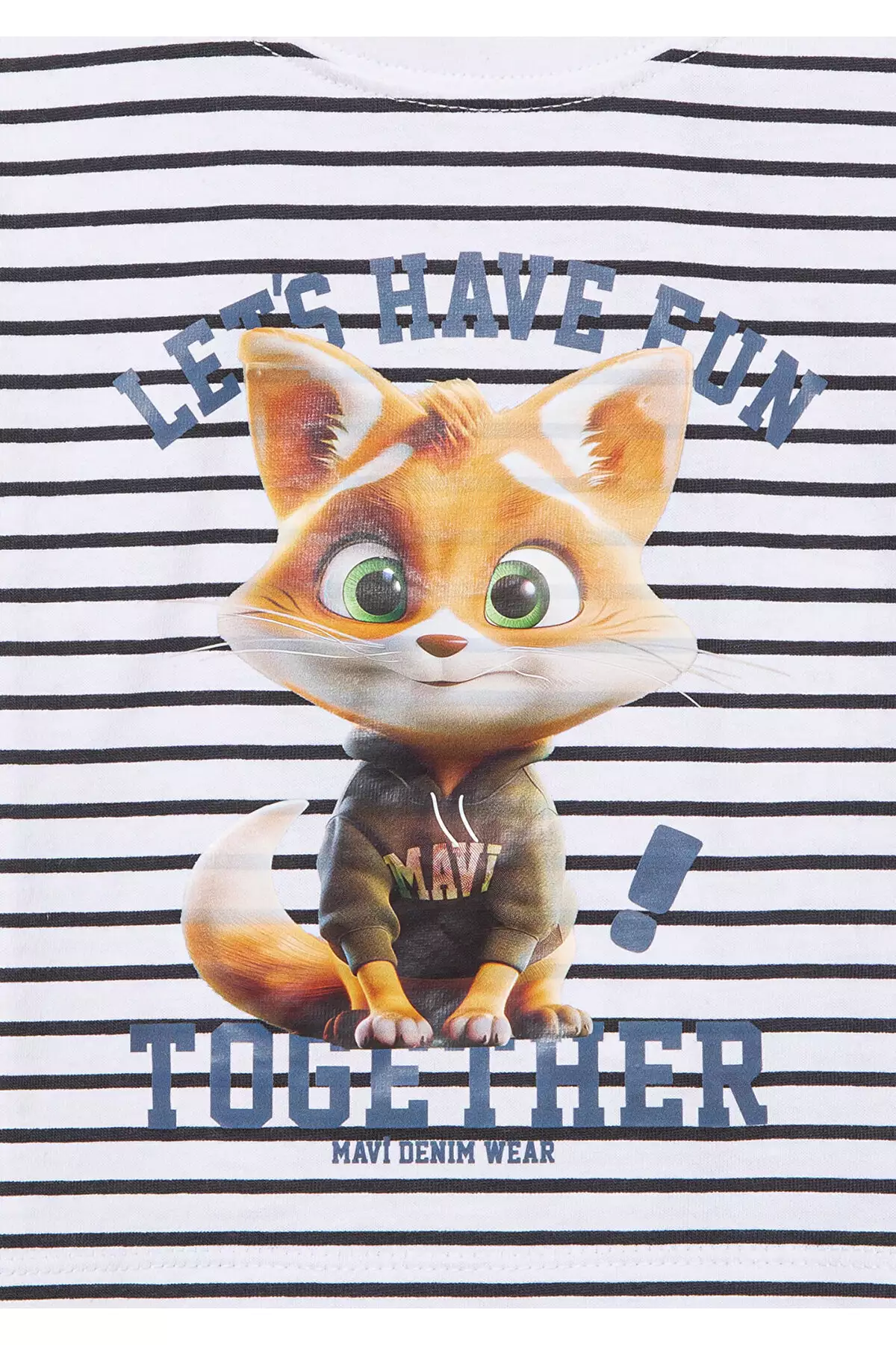 تیشرت کراپ طرح گربهای با الگوهای راهراه / برش آزاد و راحت 7610280-85308 برند Mavi - 904866549