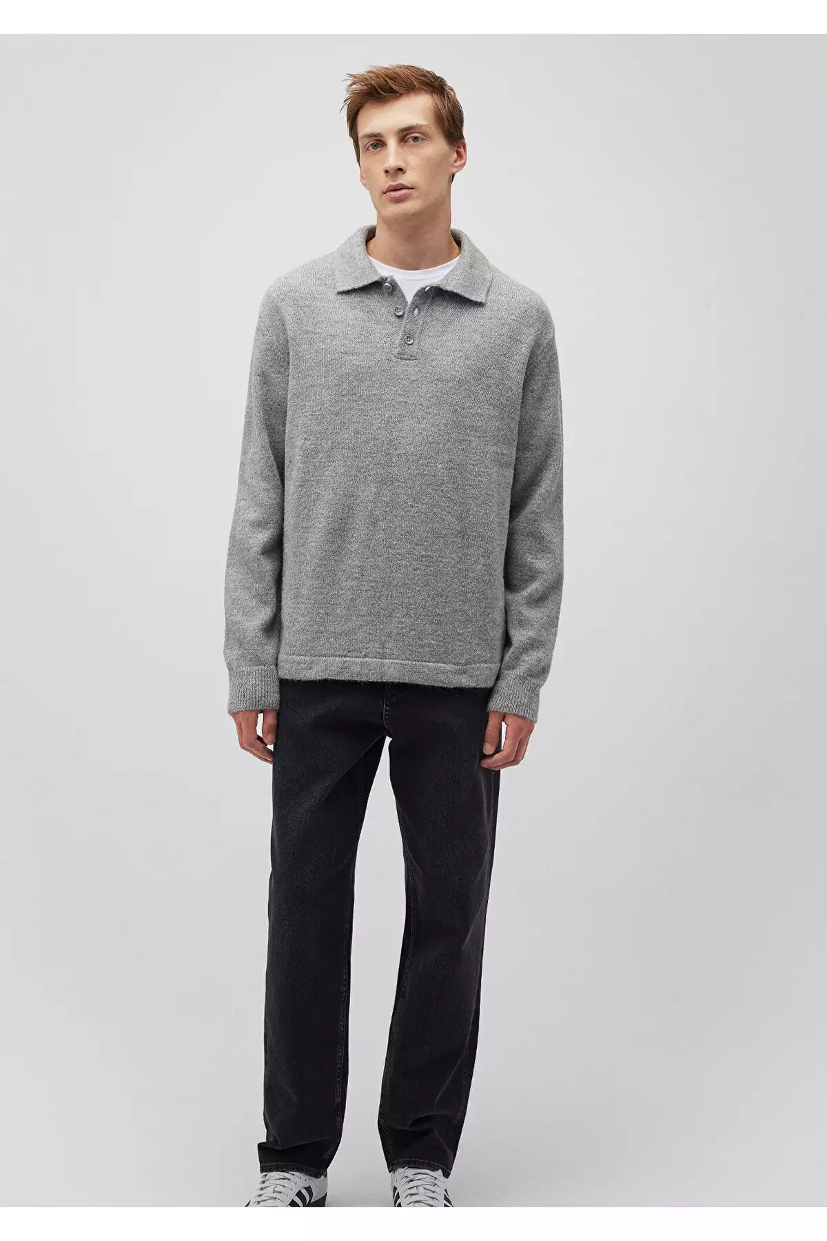 ژاکت خاکستری یقه polo با برش آزاد / برش راحت 0710232-80018 برند Mavi - 869800331