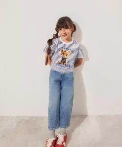 تیشرت کراپ طرح گربهای با الگوهای راهراه / برش آزاد و راحت 7610280-85308 برند Mavi - 904866549