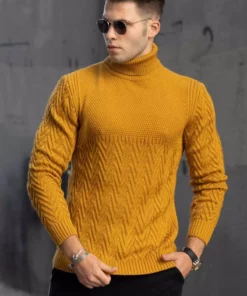 ژاکت بافتنی یقه ماهیگیر طرح دار هاردال 4655 برند Madmext - 75459100