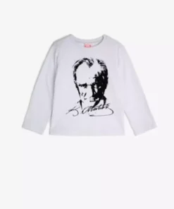 تیشرت نمایش با طراحی پرچم ترکیه و ستاره و ماه برای روز 23 آوریل و 10 نوامبر یونی‌سک مدل آتاتürk با آستین بلند. برند Genel Markalar - 377331799