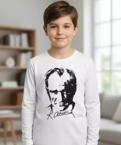 تیشرت آستین بلند سفید با طرح آتاتورک (10 نوامبر، 29 اکتبر، 23 آوریل) برند Lovexi - 1027734095