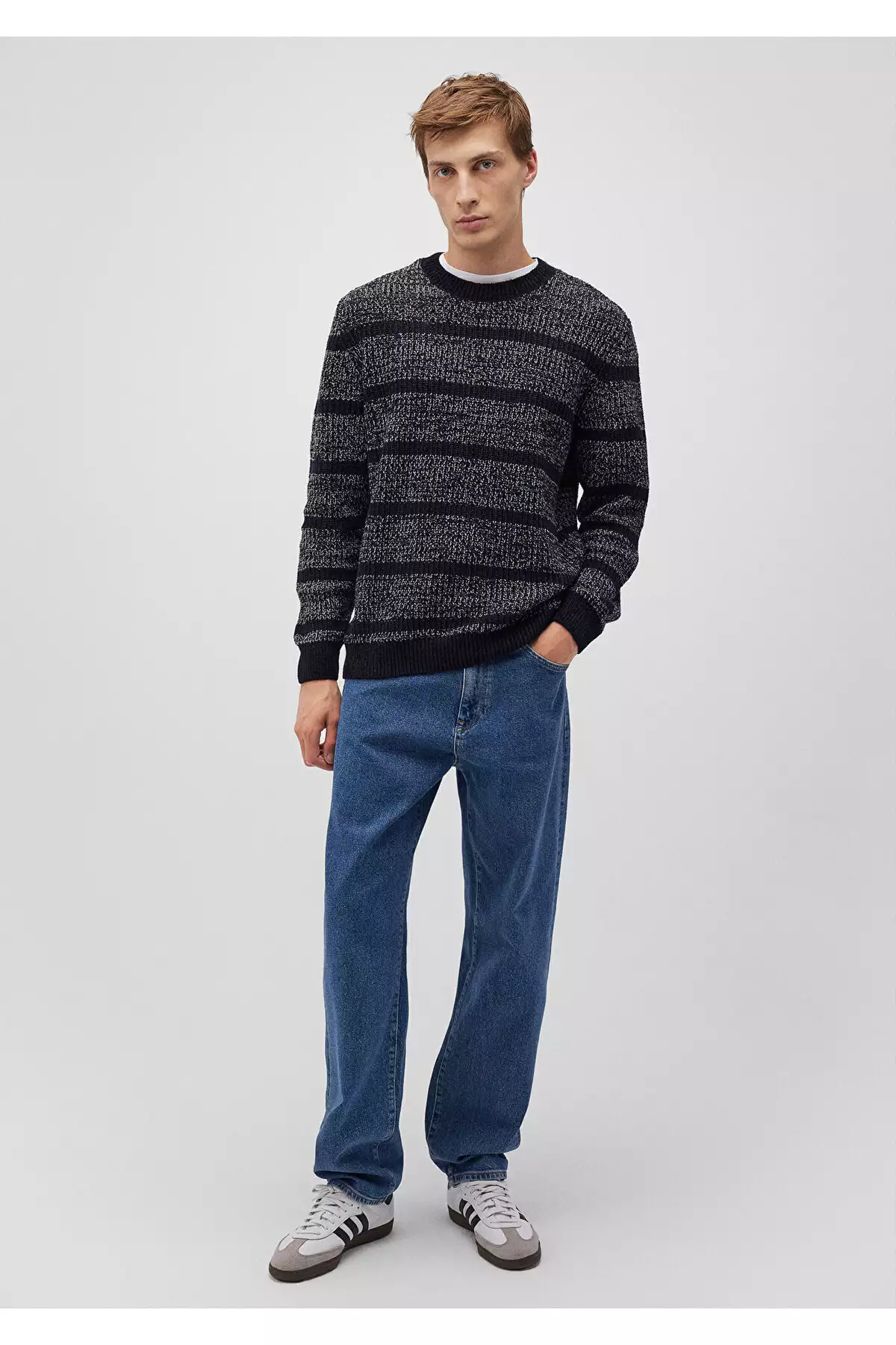 بلوز راهراه آبی تیره، فیت معمولی برند Mavi - 869800387