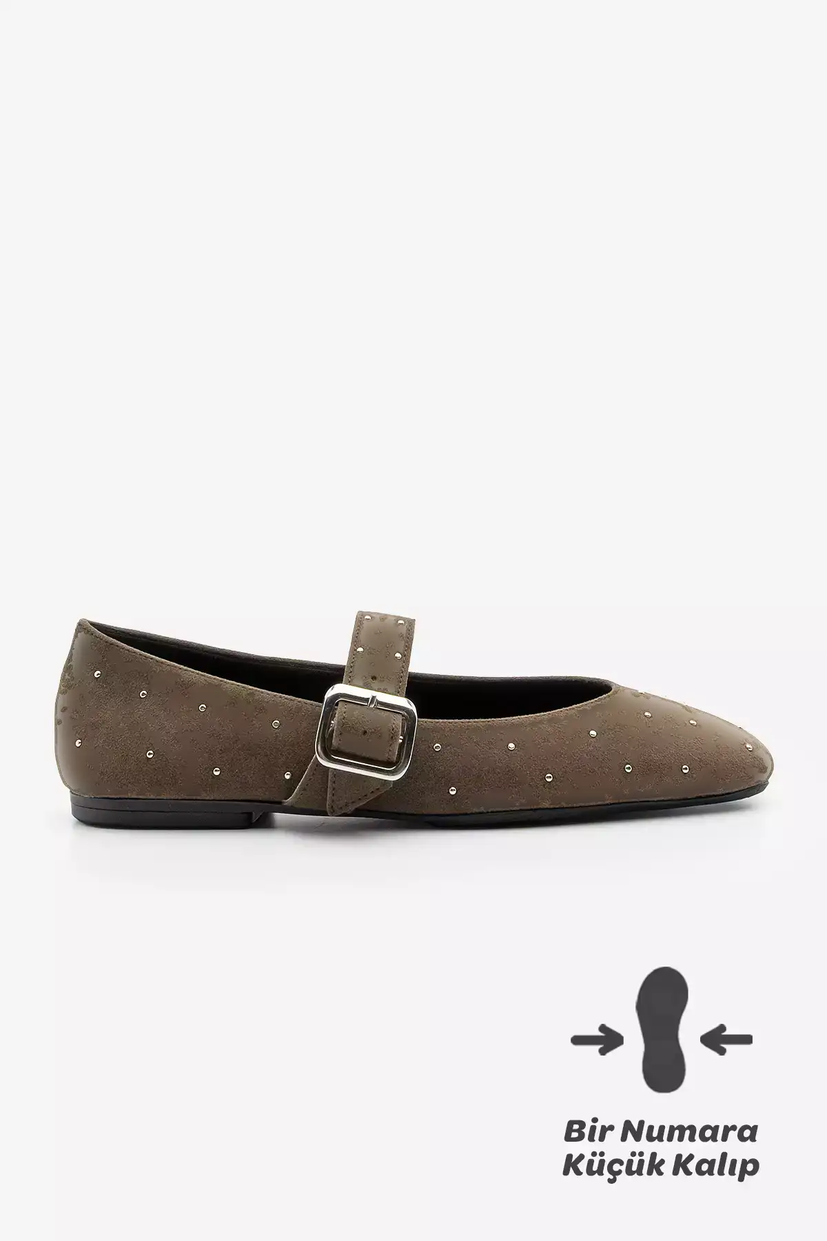 کفش زنانه مجلسی با پاشنه کوتاه و سگکدار ولونا، چرم سوئد قهوهای برند Marjin - 981685441