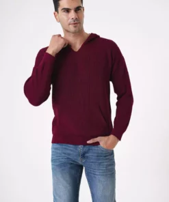 کاپشن پشمی مردانه با کلاه و جیب طراحی استاندارد رنگ بورگوندی ۲۵W2002 برند CHUBA - 864726227