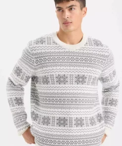 ژاکت بافتنی یقه دوچرخهای با تم سال نو مدل D6839AX24WN برند Defacto - 877979918