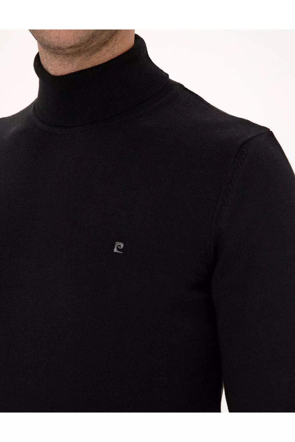 ژاکت بافتنی یقه اسکی مشکی با فیت اسلیم 50314202-VR046 برند Pierre Cardin - 976142642