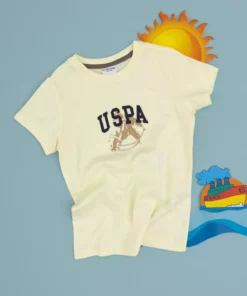 تیشرت یقه گرد لیمویی برای پسر بچه‌ها کد 50307313-VR035 برند U.S. Polo Assn. - 936483690