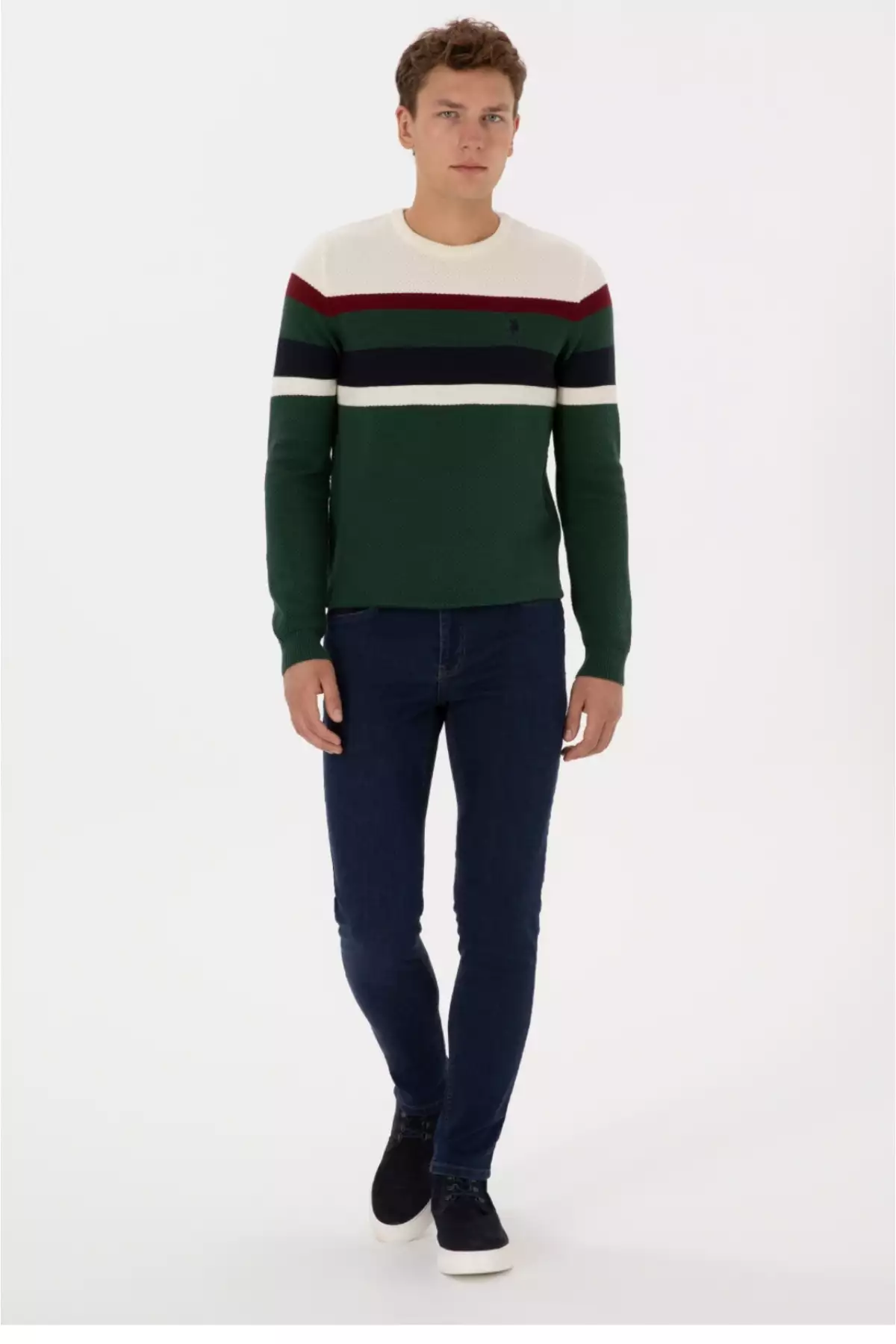 پلیور بافتدار رنگی ۱۰۰% پنبه از برند یو.اس. پولو_ASSOCIATION برند U.S. Polo Assn. - 1033320358