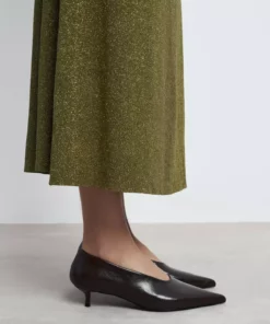 کفش پاشنه‌دار زنانه با نوک تیز و پاشنه کوتاه کافه راشل با بافت روستیک برند NİŞANTAŞI SHOES - 1009031898