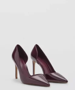 کفش پاشنهدار غیرمتقارن از چرم لاکدار برند MANGO - 977564896