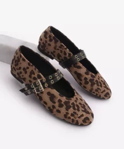 کفش روزمره زنانه با بند دوگانه و طرح زنبوری لئوپارد برند Marjin - 857895434