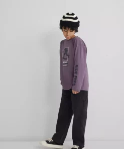 تیشرت بنفش با چاپ / برش راحت و گشاد برند Mavi - 979414366